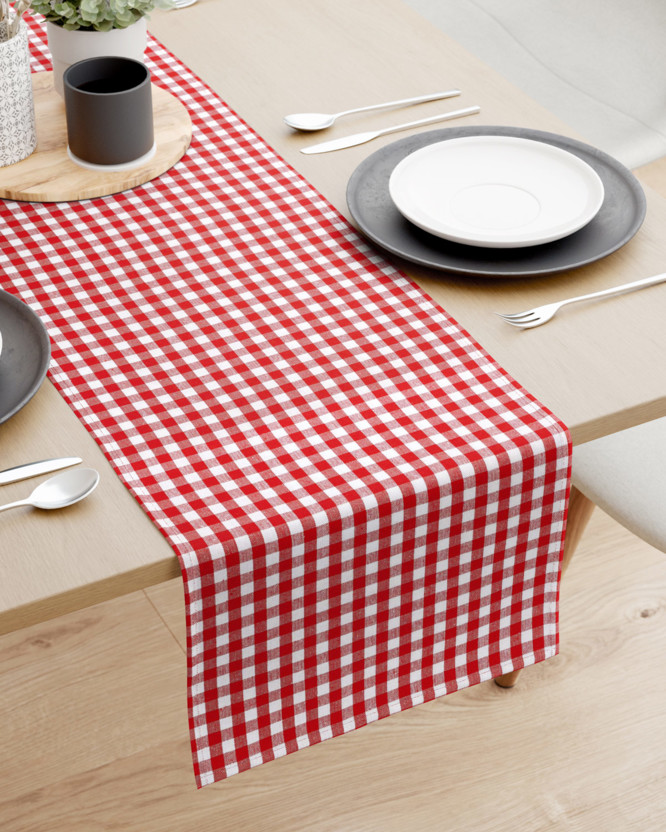 Behúň na stôl 100% bavlna - malé červeno-biele kocky