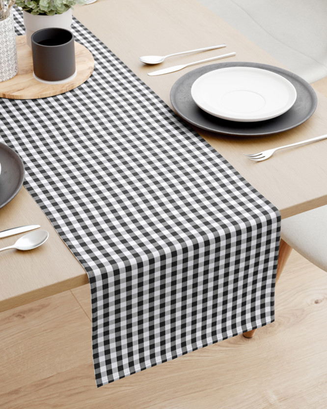 Behúň na stôl 100% bavlnené plátno - čierne a biele kocky