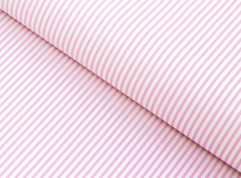 Bavlnená látka SIMONA -  ružové prúžky na bielom