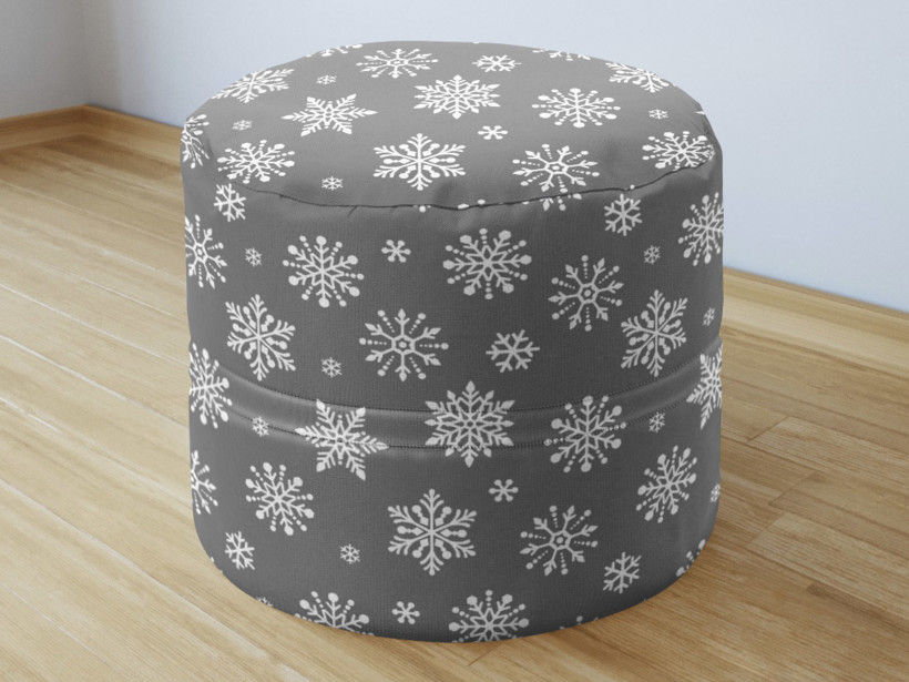 Vianočný bavlnený sedacie bobek 50x40cm - vločky na sivom