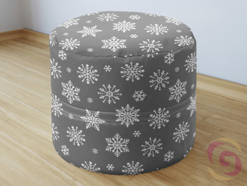 Vianočný bavlnený sedacie bobek - vzor vločky na sivom