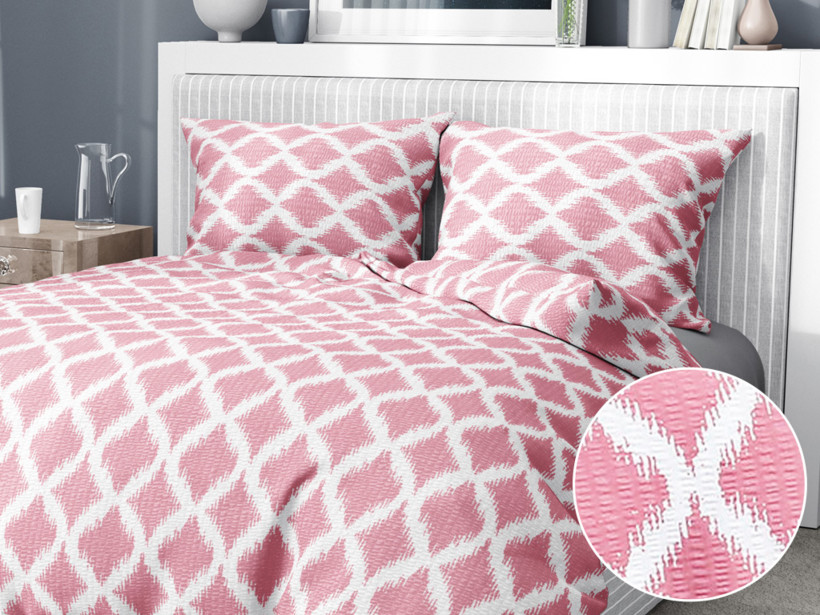 Krepové posteľné obliečky - pastelovo ružové kosoštvorce