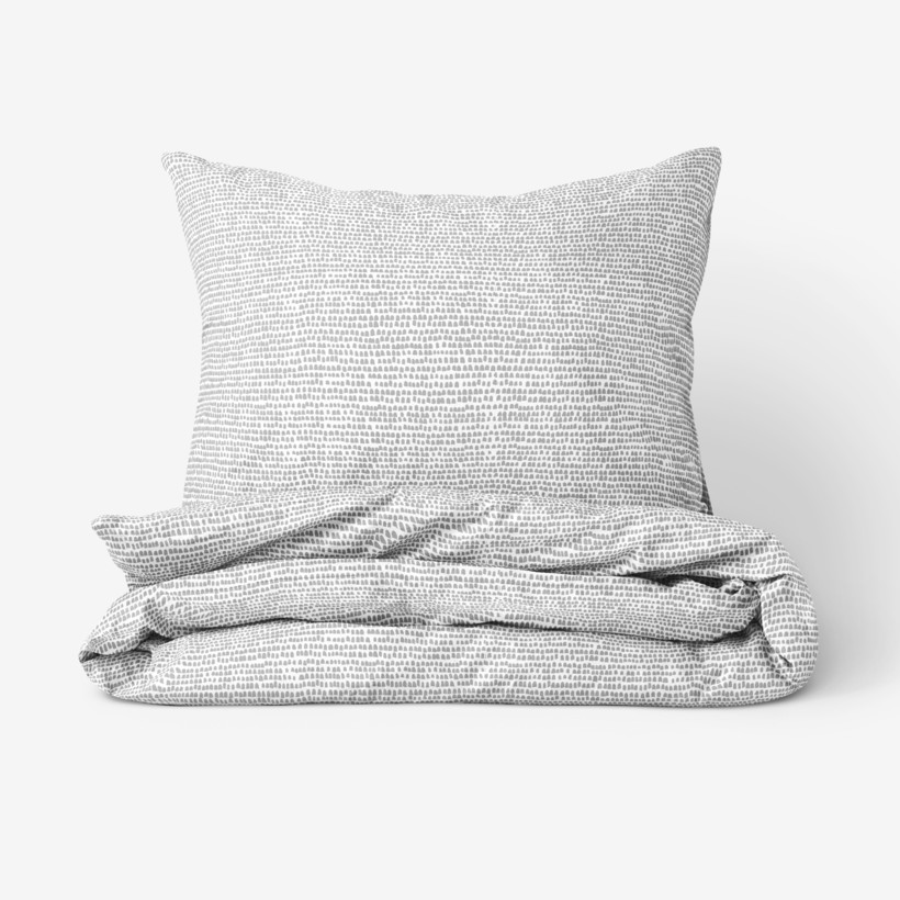 Bavlnené posteľné obliečky - drobné sivé tvary na bielom