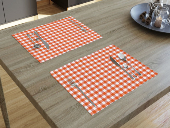 Prestieranie na stôl MENORCA - vzor oranžové a biele kocky - sada 2ks