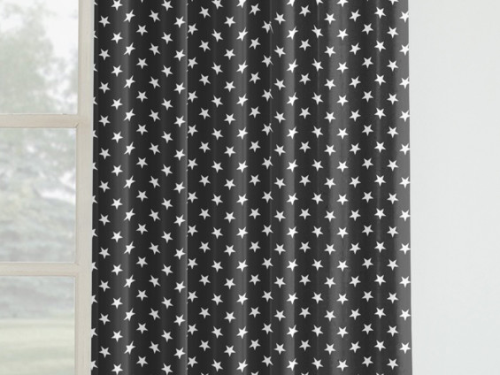 Detský bavlnený záves - vzor biele hviezdičky na čiernom