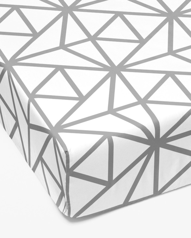 Bavlnená napínacia plachta - sivé geometrické tvary na bielom