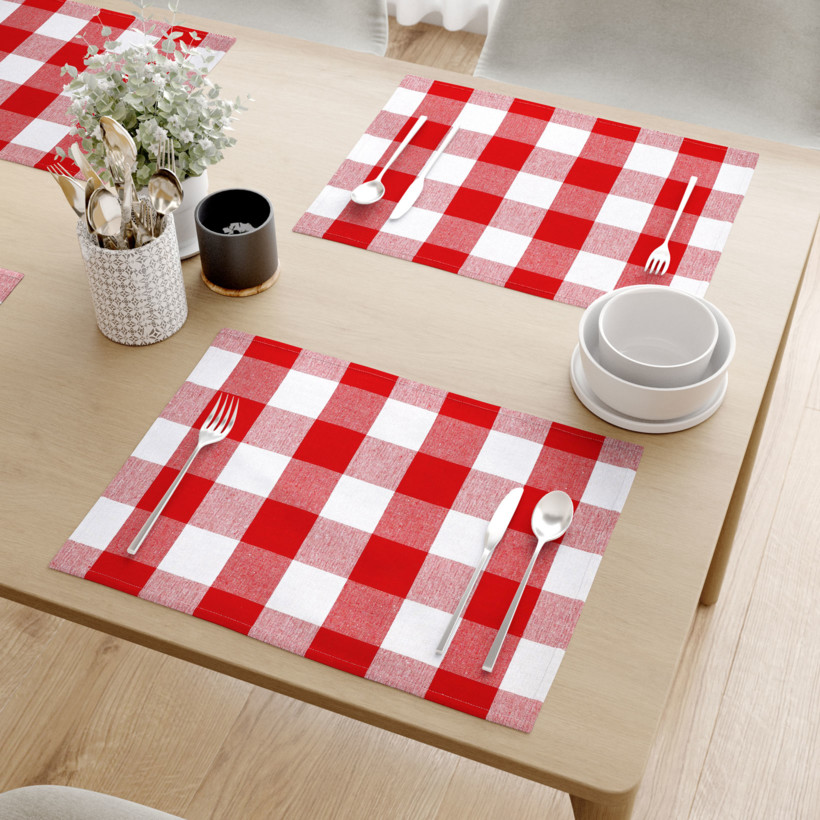 Prestieranie na stôl 100% bavlna - veľké červeno-biele kocky - sada 2ks