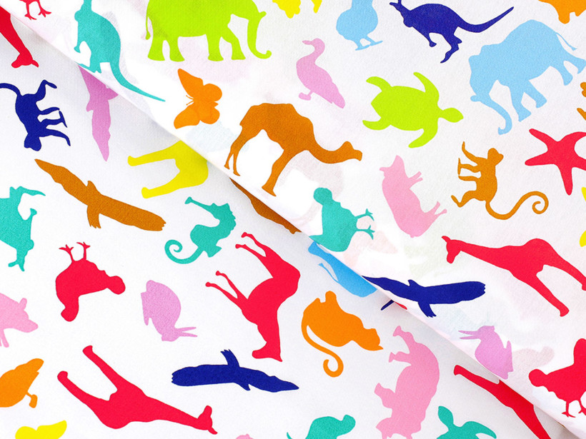 Bavlnené plátno - farebná zvieratá zo zoo