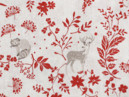 Dekoračný záves LONETA - vzor červené lúčne kvety so zvieratkami