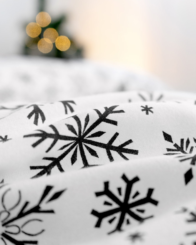 Vianočné flanelové posteľné obliečky - snehové vločky