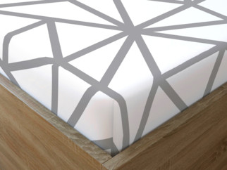 Bavlnená napínacia plachta - vzor sivé geometrické tvary na bielom
