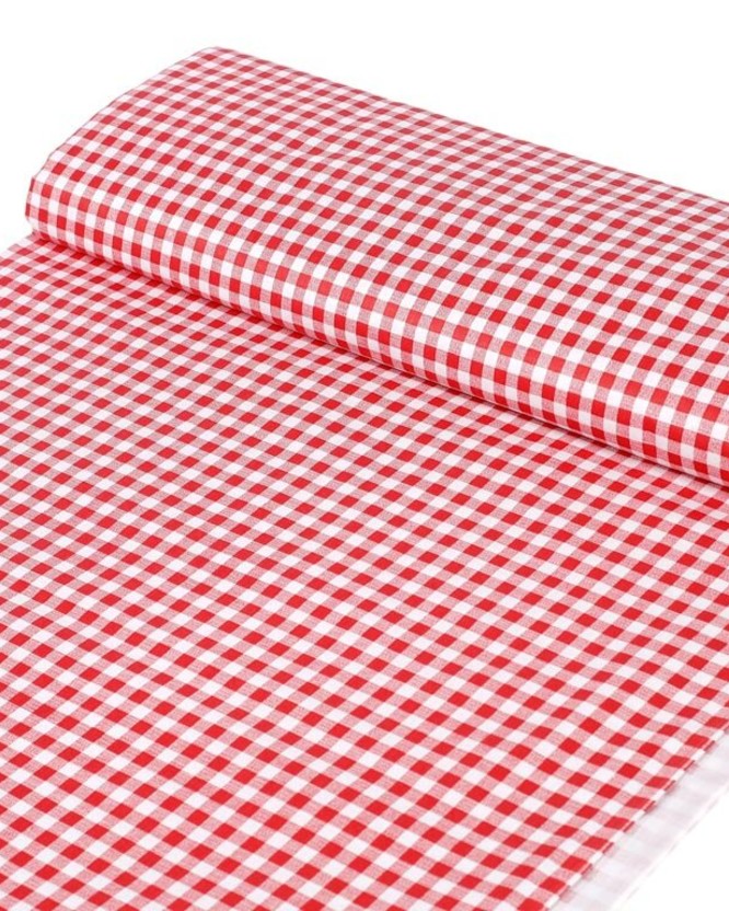Bavlnené plátno - červené a biele kocky