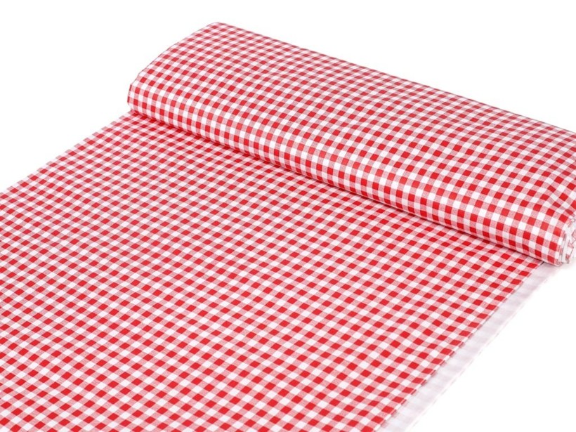 Bavlnené plátno - červené a biele kocky