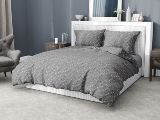 Bavlnené posteľné obliečky - vzor 948 farebné bodky na tmavo sivom