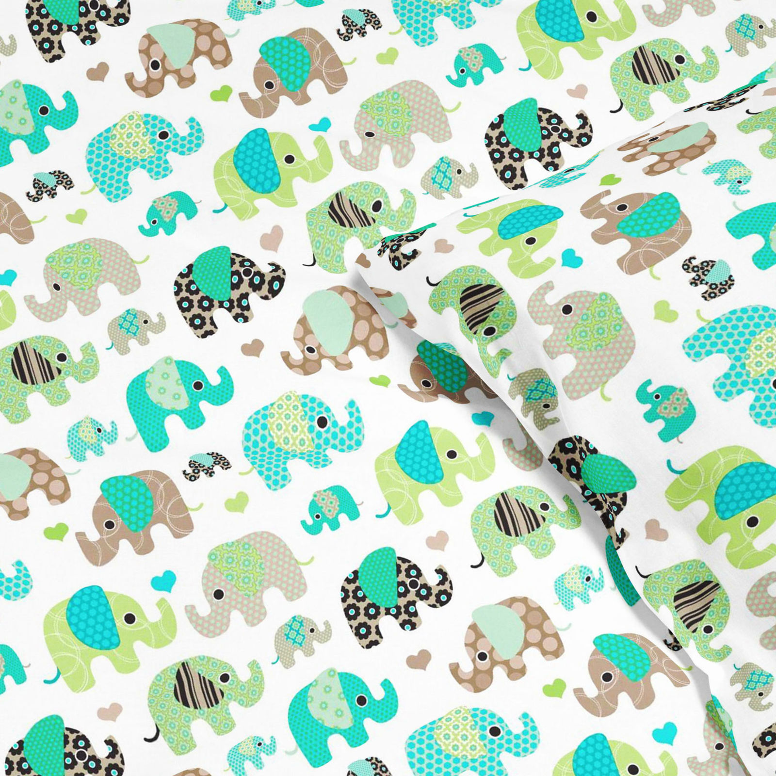 Detské bavlnené obliečky - zelenomodrí sloni