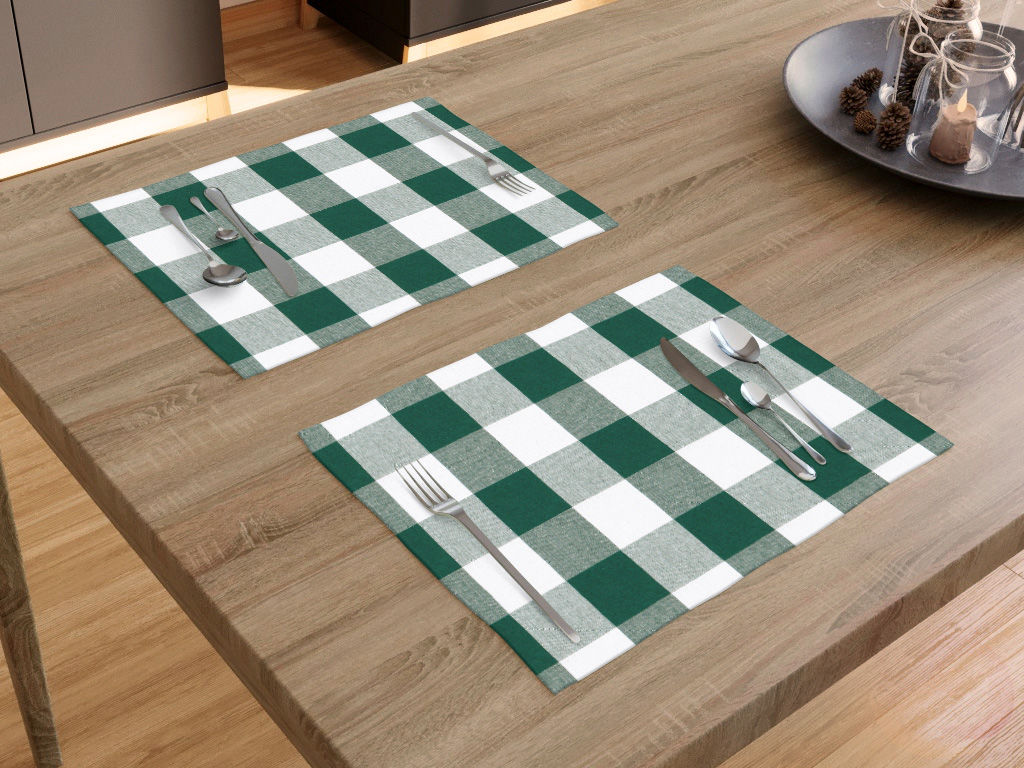 Prestieranie na stôl 100% bavlna - veľké zeleno-biele kocky - sada 2ks