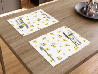 Bavlnené prestieranie na stôl - vzor žlté kvety na bielom - 2ks