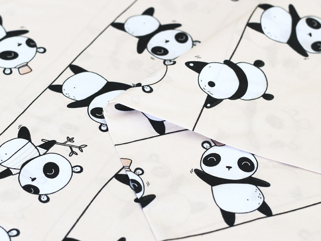 Bavlnené plátno - tancujúce pandy
