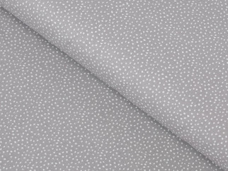 Bavlnené plátno SIMONA - vzor 1075 biele drobné bodky na sivom - metráž š. 145cm