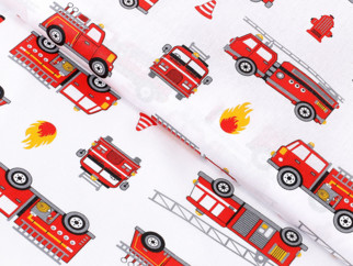 Bavlnené plátno SIMONA - hasičská autá - metráž š. 160cm