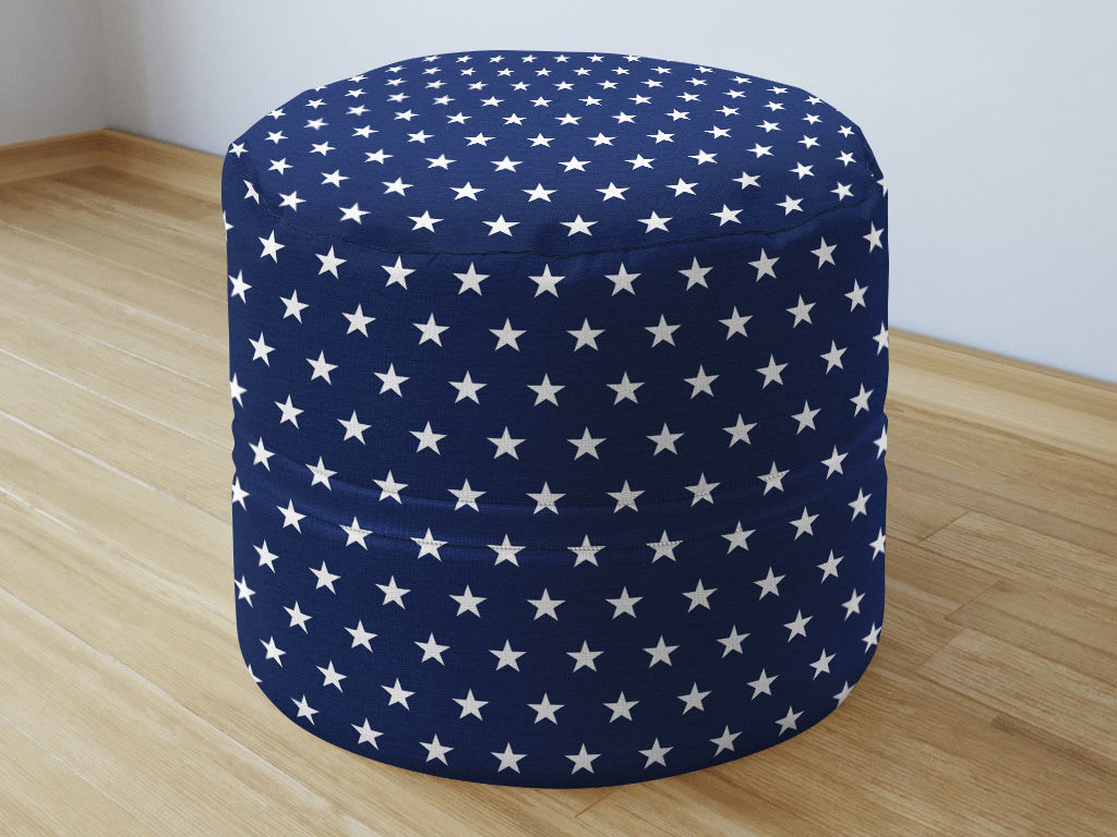 Bavlnený sedacie bobek 50x40cm - biele hviezdičky na tmavo modrom