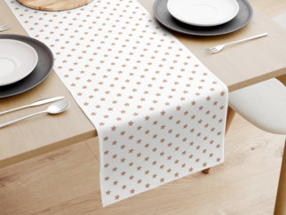 Bavlnený behúň na stôl - vzor béžové hviezdičky na bielom
