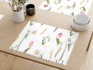 Prestieranie na stôl teflónové - kvitnúce tulipány na bielom - sada 2ks