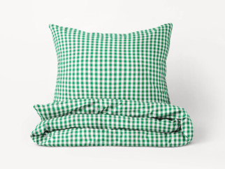 Tradičné bavlnené posteľné obliečky - vzor 803 zelené a biele kocky