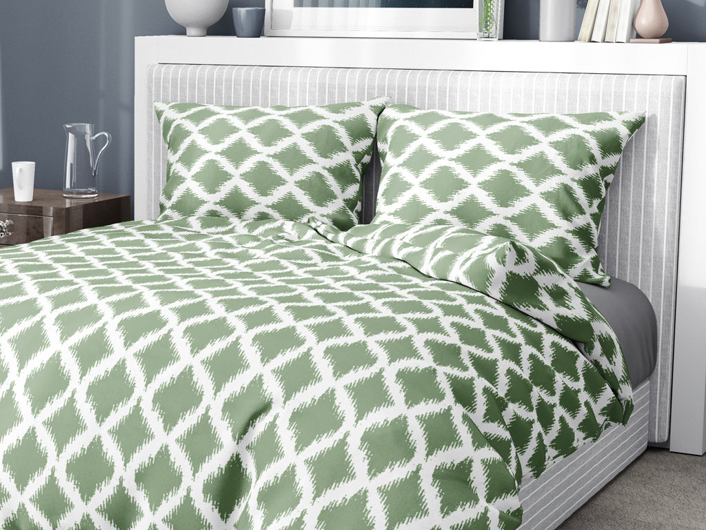 Bavlnené posteľné obliečky - zelené kosoštvorce