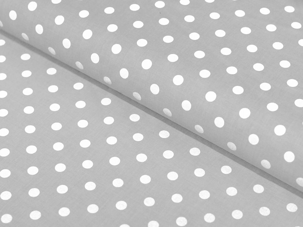 Bavlnené plátno - biele bodky na svetlo sivom