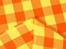 Bavlnená látka KANAFAS - vzor 043 veľké oranžovo-žlté kocky - metráž š. 150cm