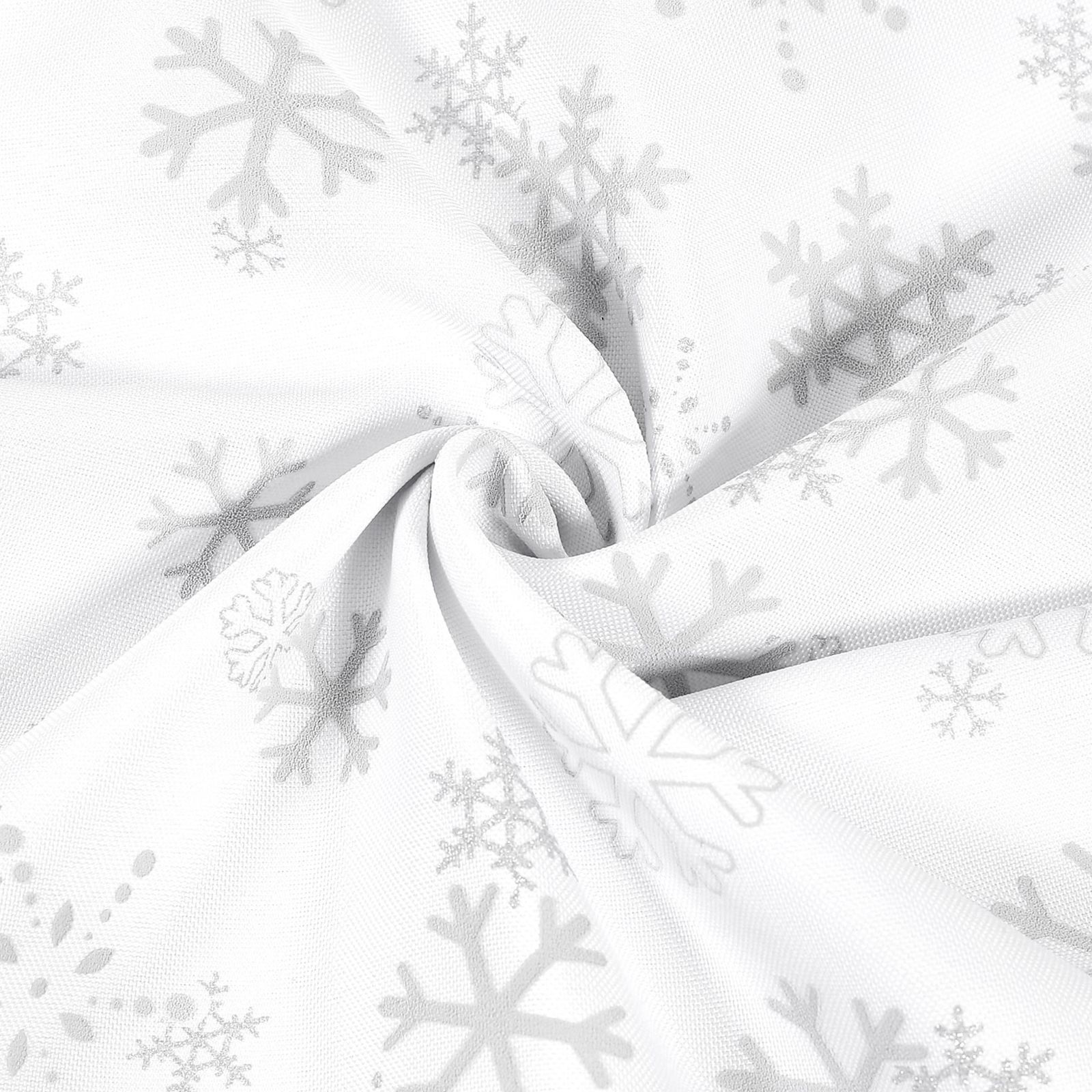 Vianočná teflónová látka na obrusy - strieborné vločky na bielom