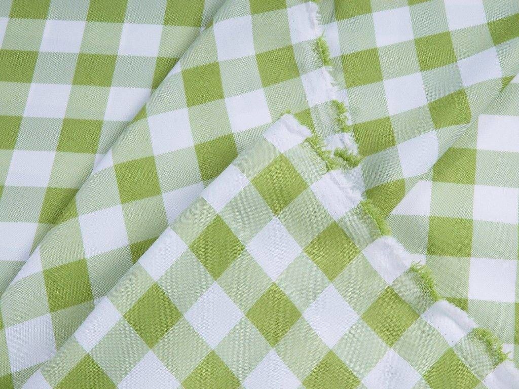 Polyesterová látka - kocky bielo-zelené