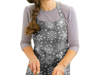 Vianočná kuchynská zástera KANAFAS - vzor snehové vločky na sivom