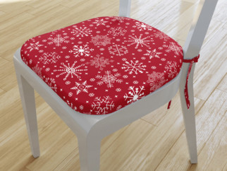 Vianočný bavlnený oblý podsedák 39x37 cm - vzor snehové vločky na červenom