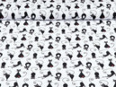 Bavlnené plátno SIMONA - vzor čierne mačky na bielom - metráž š. 145cm