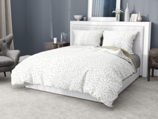 Bavlnené posteľné obliečky - vzor 776 kvietky a motýle so zlatisto béžovou
