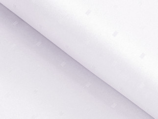 Okrúhly luxusný teflónový obrus - biely s fialovým nádychom s lesklými obdĺžničky