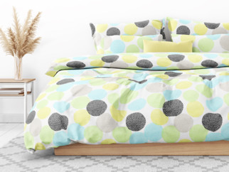 Bavlnené posteľné obliečky - vzor 1040 farebné kruhy s drobnými tvarmi