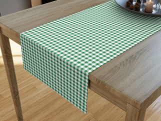 Bavlnený behúň na stôl - vzor zelené a biele kocky