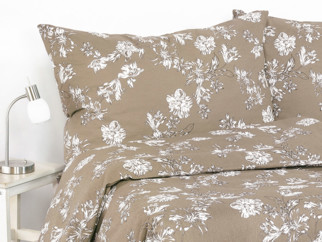 Bavlnené posteľné obliečky - vzor 1003 ľalie na hnedom