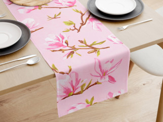 Behúň na stôl 100% bavlnené plátno - ružové magnólie