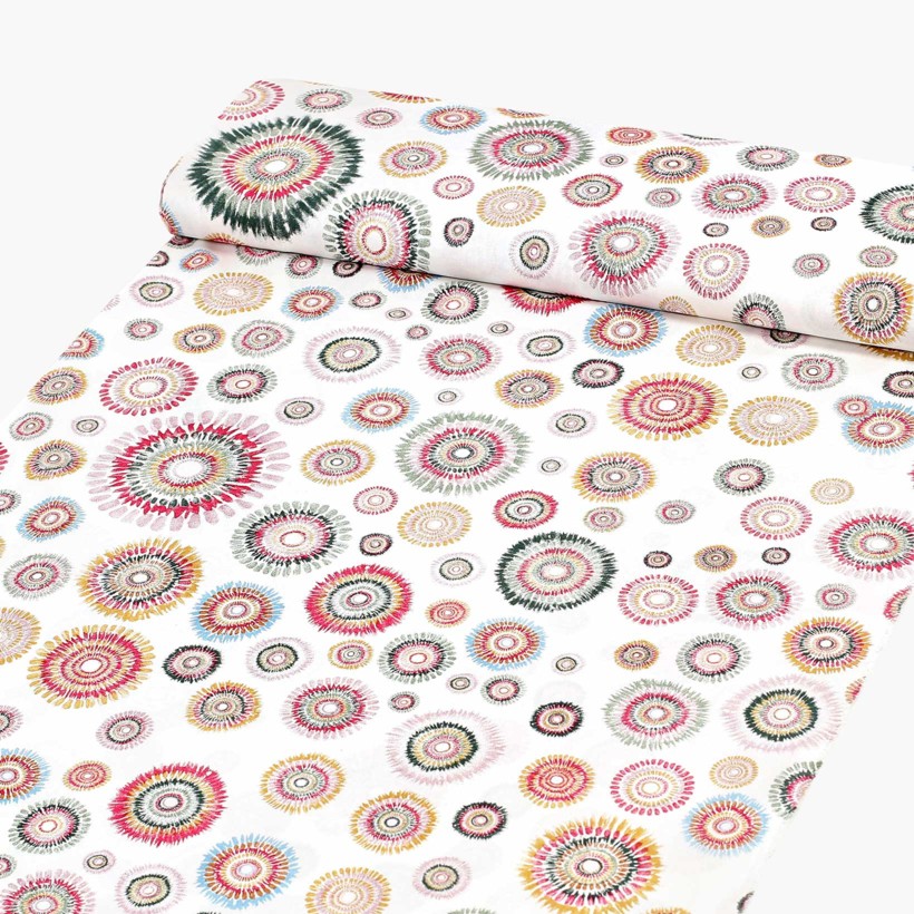 Bavlnené plátno - batikované kruhy