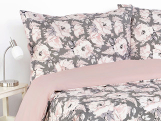Bavlnené posteľné obliečky - vzor 1047 staroružové kvety na sivom