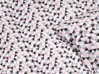 Detské bavlnené obliečky - vzor 972 ružové a sivé trojuholníky