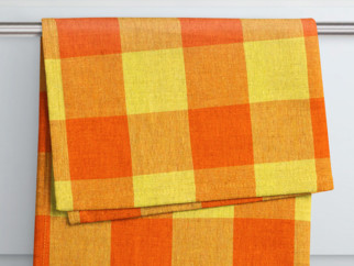 Kuchynská bavlnená utierka KANAFAS - vzor 043 veľké oranžovo-žlté kocky