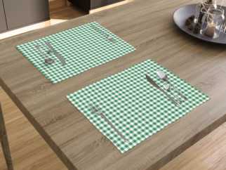 Bavlnené prestieranie na stôl - vzor zelené a biele kocky - 2ks