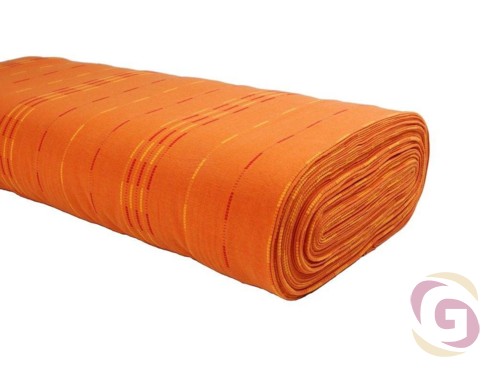Bavlnená látka KANAFAS - vzor 026 oranžové pruhy