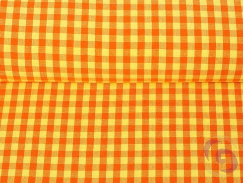 Bavlnená látka KANAFAS - vzor 063 malé oranžovo-žlté kocky