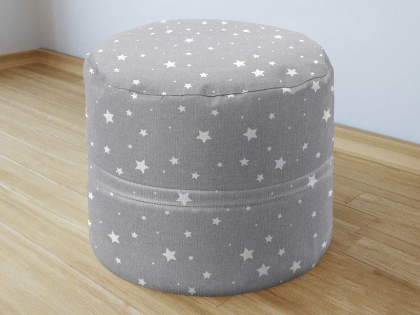 Bavlnený sedacie bobek 50x40cm - drobné biele hviezdičky na sivom